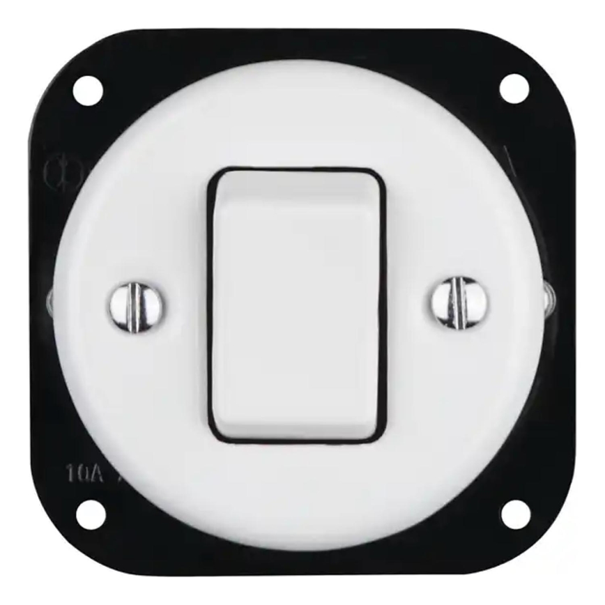 Bohemia-Design - Porcelain retro single switch, frameless, No. 7, white