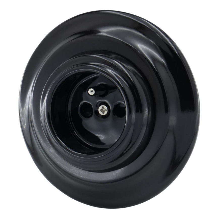 Bohemia-Design - Porcelain Retro Wall Outlet with Frame 250V/16A, Black