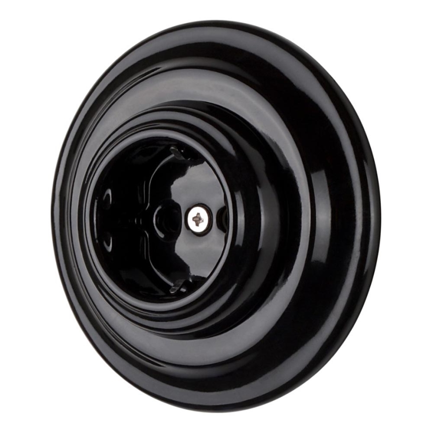 Bohemia-Design - Porcelain Retro Wall Socket with Frame, SCHUKO 250V/16A, Black