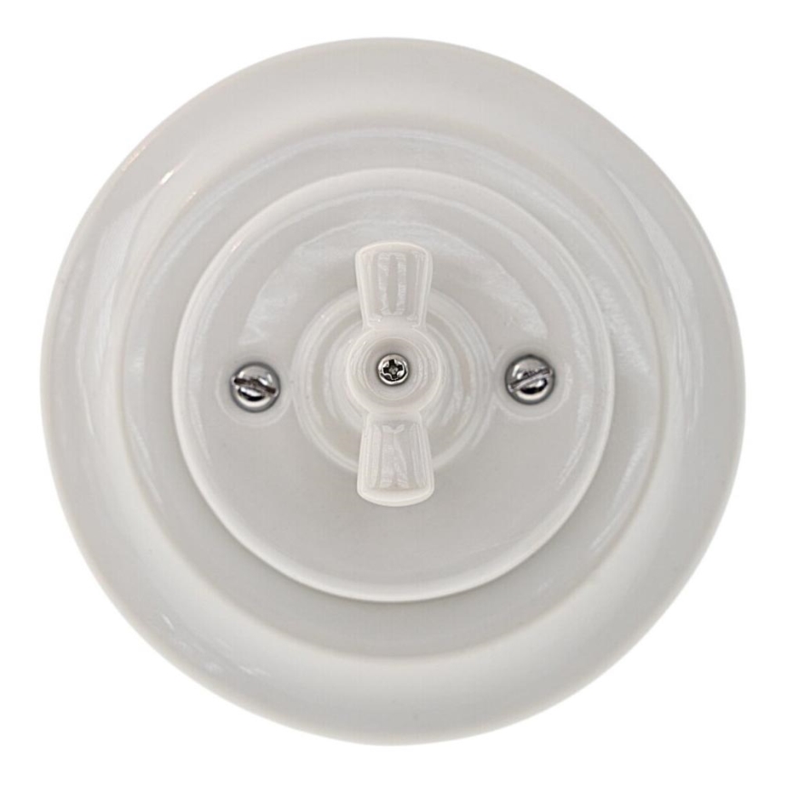 Bohemia-Design - Porcelain vintage rotary switch with frame No. 1, white