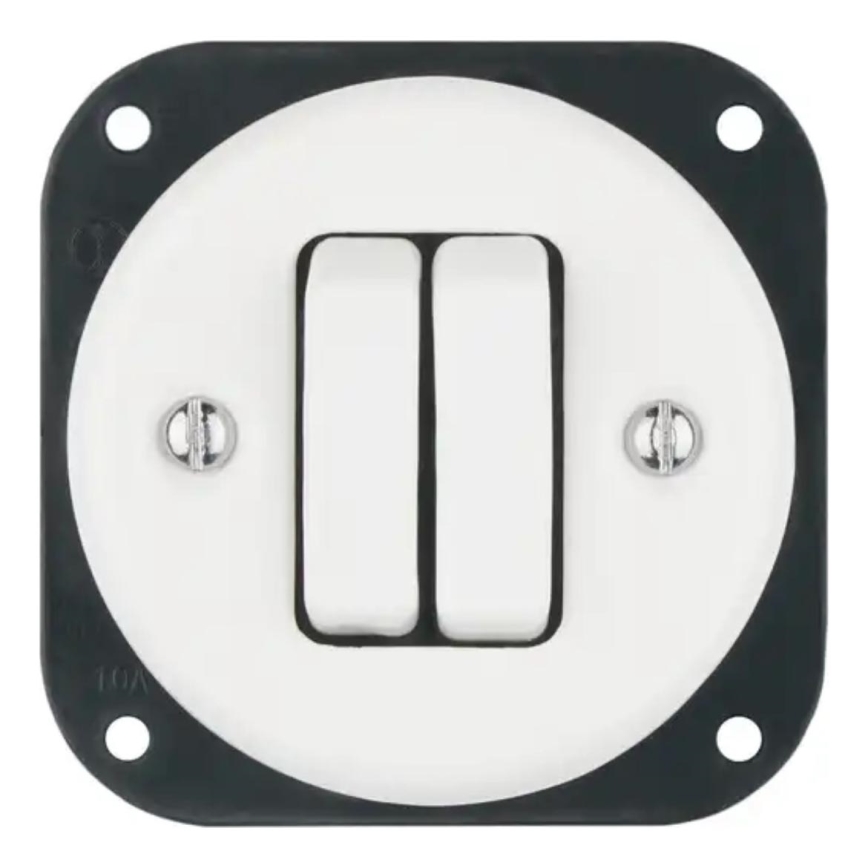 Bohemia-Design - Retro Porcelain Double Light Switch, Frameless, No. 5, White