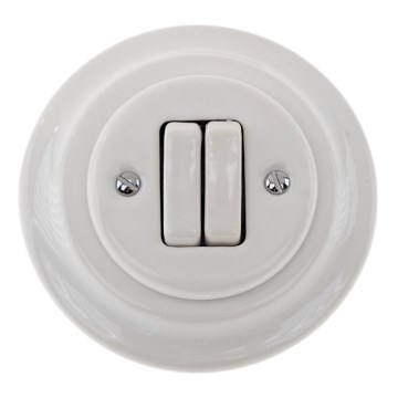 Bohemia-Design - Retro Porcelain Double Switch with Frame No. 5, White