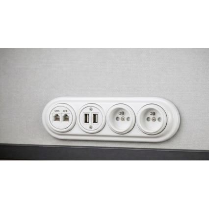 Bohemia-Design - Retro Porcelain Four-Gang Frame, White