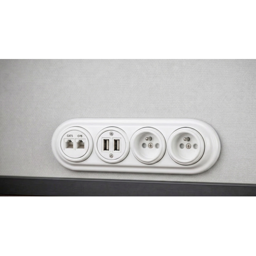 Bohemia-Design - Retro Porcelain Four-Gang Frame, White