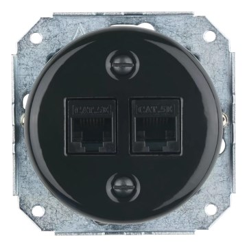 Bohemia-Design - Retro Porcelain Frameless Ethernet Socket 2x CAT5e Black