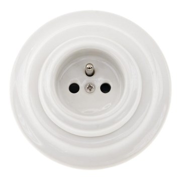 Bohemia-Design - Retro Porcelain Household Socket with Frame 250V/16A White