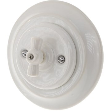 Bohemia-Design - Retro Porcelain Rotary Switch with Frame No. 5, White
