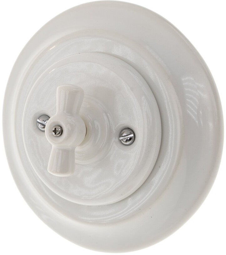 Bohemia-Design - Retro Porcelain Rotary Switch with Frame No. 5, White