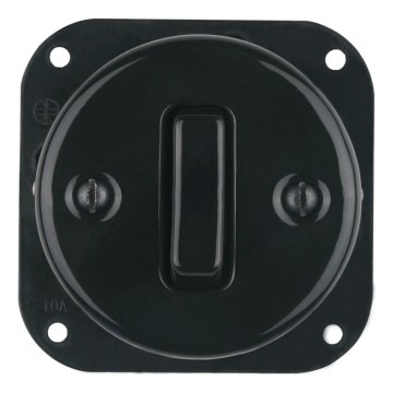 Bohemia-Design - Retro Porcelain Single-Gang Frameless Doorbell Switch, Black