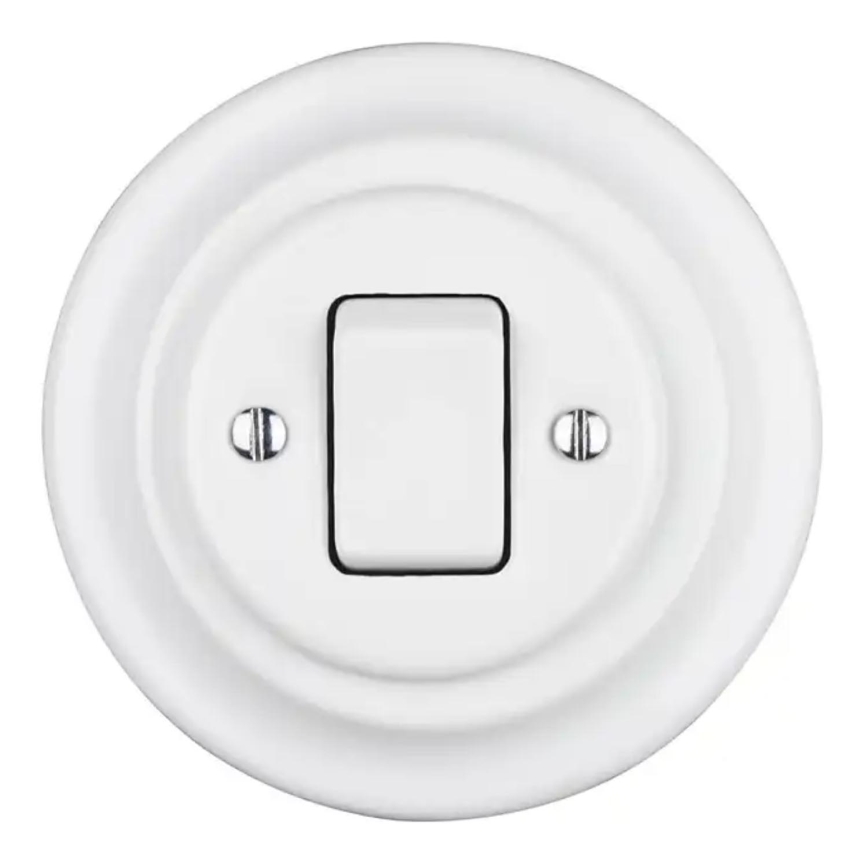 Bohemia-Design - Retro Porcelain Single Light Switch with Frame No. 7, White