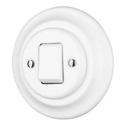 Bohemia-Design - Retro Porcelain Single Switch with Frame No. 7, White