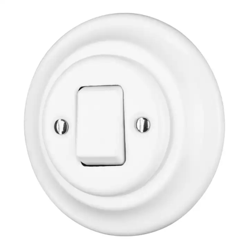 Bohemia-Design - Retro Porcelain Single Switch with Frame No. 7, White