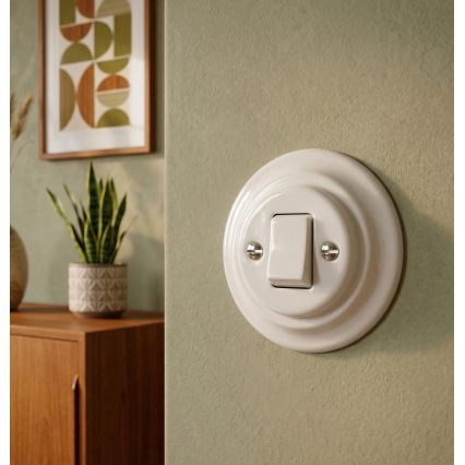 Bohemia-Design - Retro Porcelain Single Switch with Frame No. 7, White