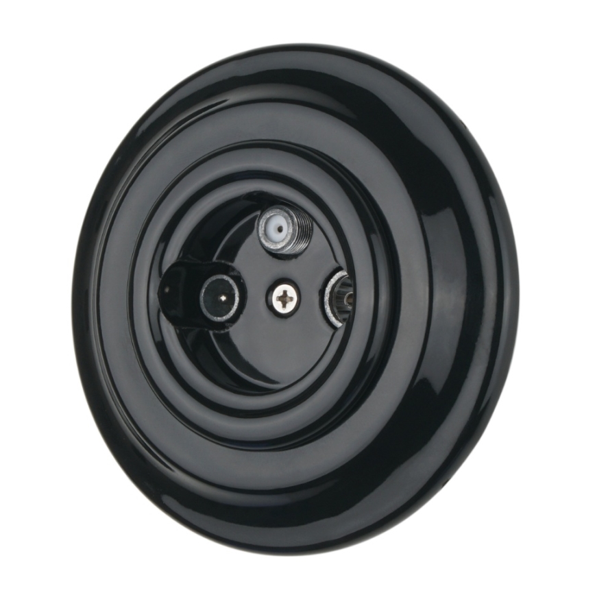 Bohemia-Design - Retro Porcelain TV/SAT-W Socket with Frame, Black