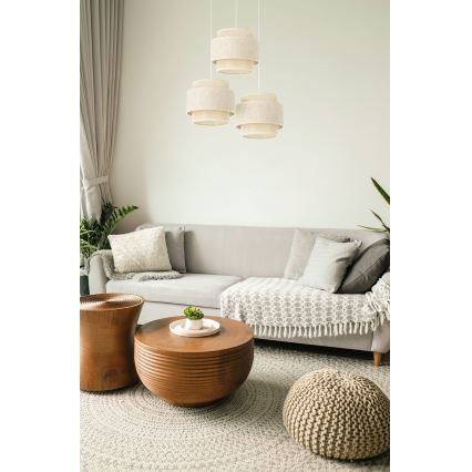 BOHO cable pendant light 3xE27/60W/230V cream/jute