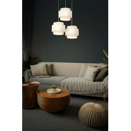 BOHO cable pendant light 3xE27/60W/230V cream/jute