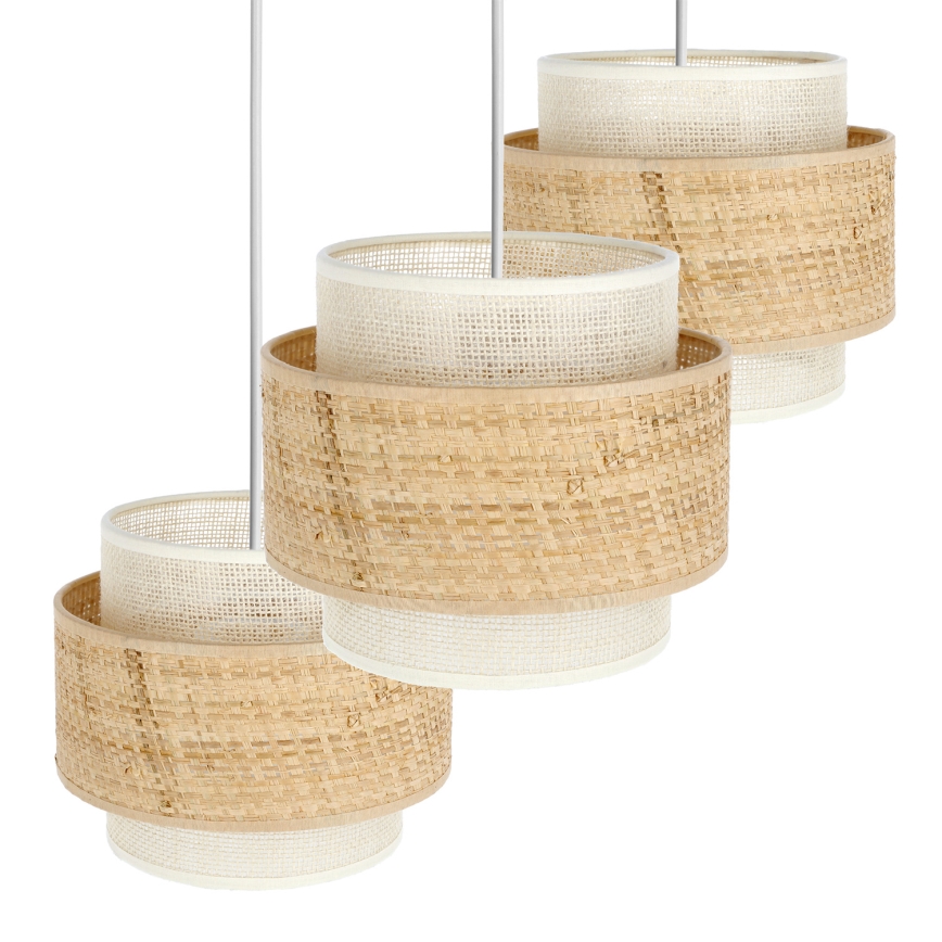 BOHO Cable Pendant Light 3xE27/60W/230V jute/cream