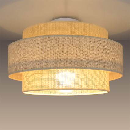 BOHO Ceiling Light 1xE27/60W/230V Ø 40 cm Cream/Jute