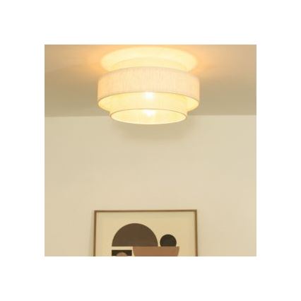 BOHO Ceiling Light 1xE27/60W/230V Ø 40 cm Cream/Jute