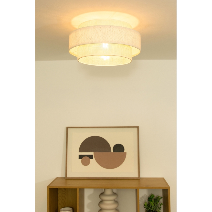BOHO Ceiling Light 1xE27/60W/230V Ø 40 cm Cream/Jute
