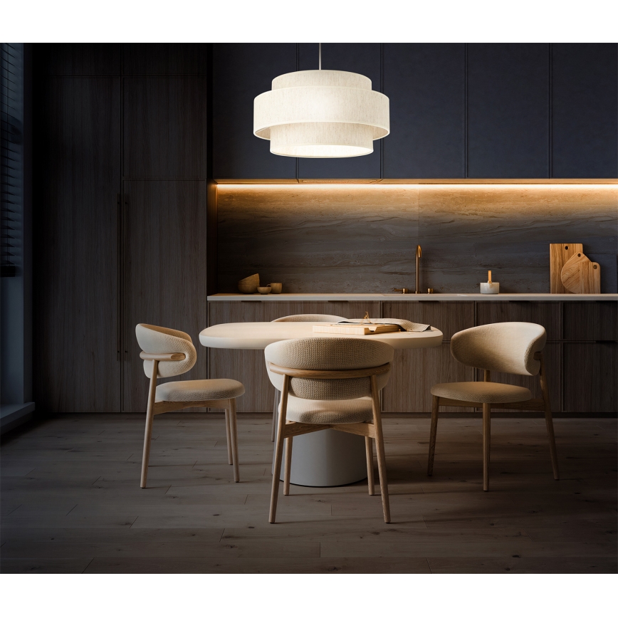 BOHO cord-hung pendant lamp, 1x E27/60W/230V, Ø 40 cm, white