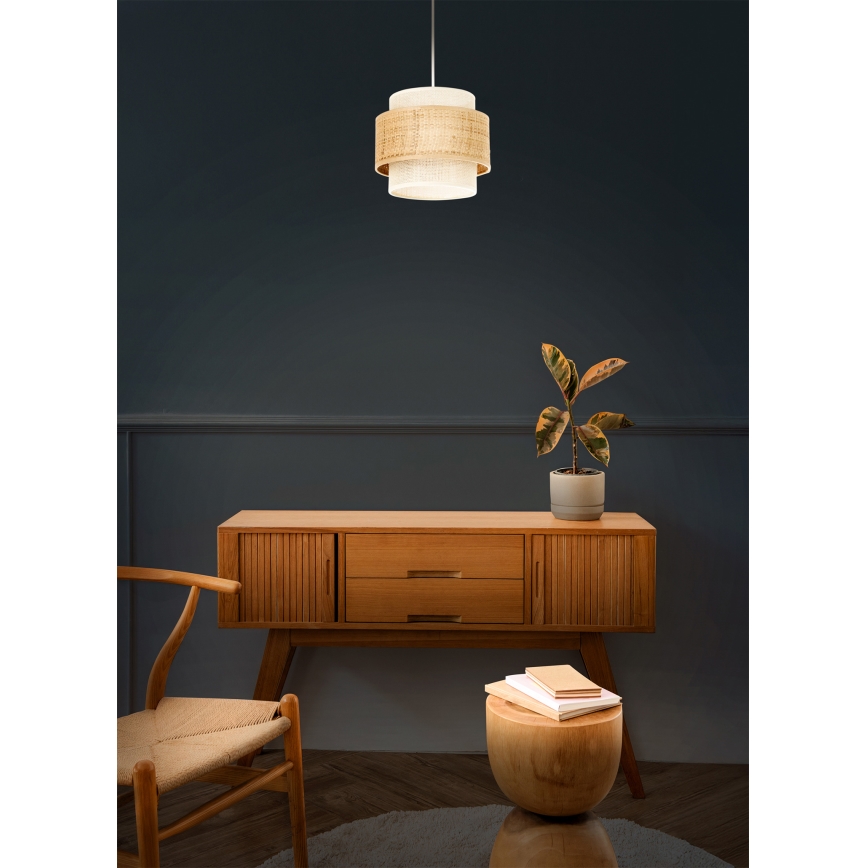 BOHO Cord Pendant Light 1xE27/60W/230V Ø 20 cm, Jute/Cream