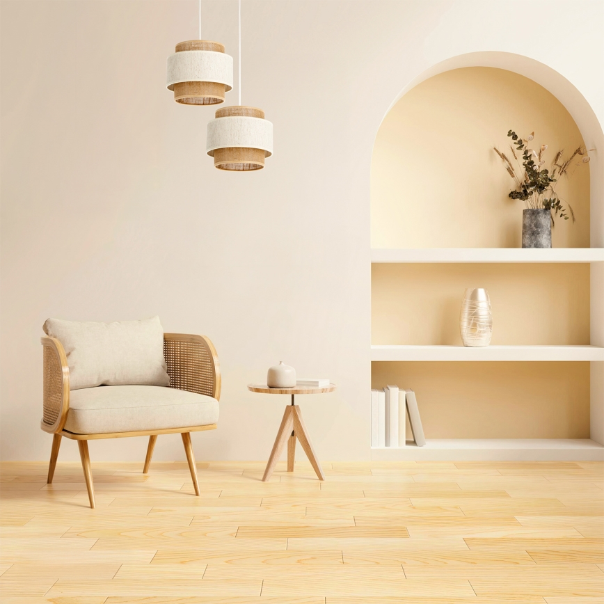 BOHO Cord Pendant Light 2xE27/60W/230V Cream/Jute