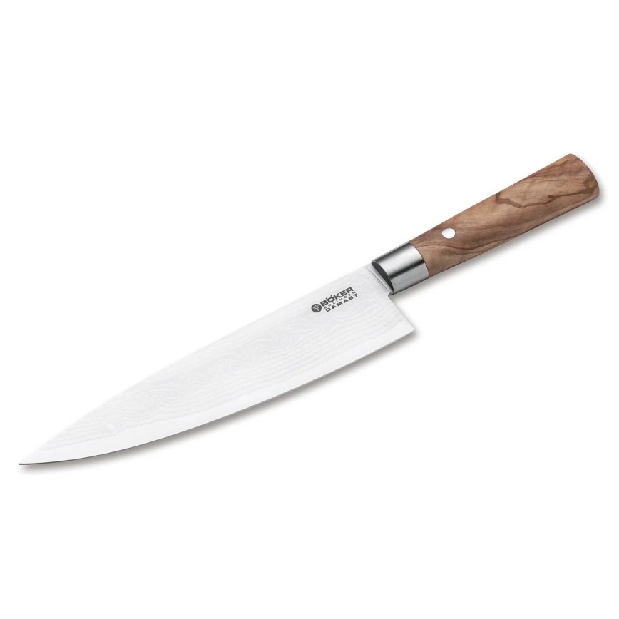 Böker - Damascus kitchen knife DAMAST OLIVE 21,2 cm olive wood