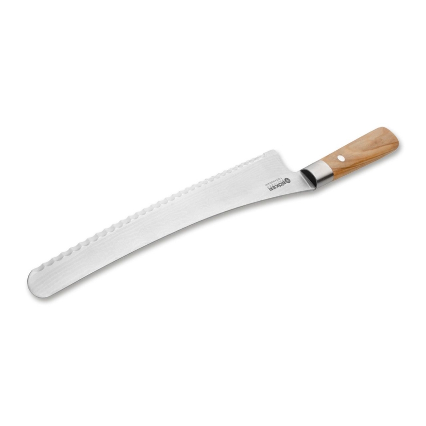 Böker - DAMAST OLIVE 23.5 cm Damascus Bread Knife, Olive Wood