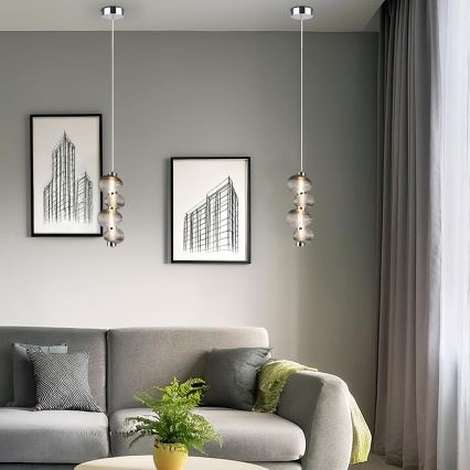 BOLLA LED Cable Pendant LED/17W/230V, Ø 16 cm, Glossy Chrome/Smoked Grey