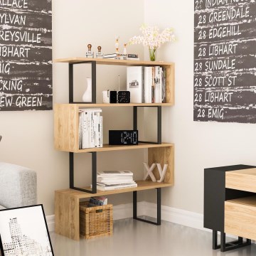 Bookcase ADRIANA 124x91,5 cm beige/black