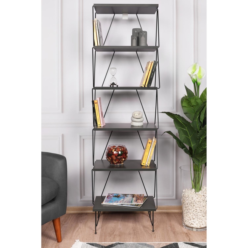 Bookcase BALABAN 165x48 cm anthracite/black