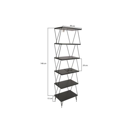 Bookcase BALABAN 165x48 cm anthracite/black