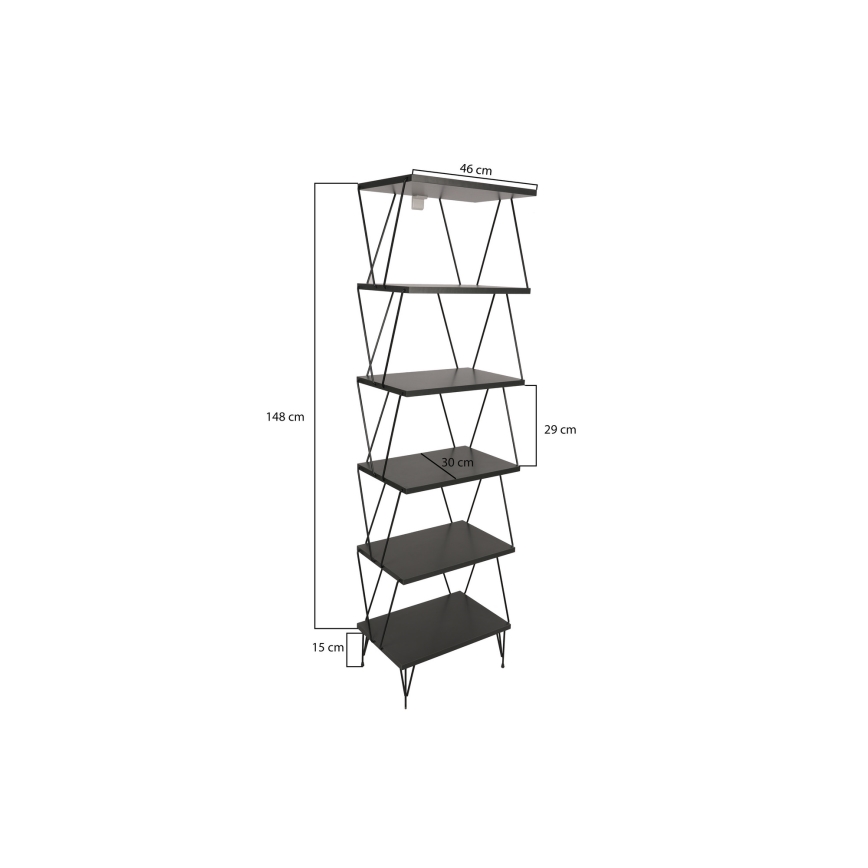 Bookcase BALABAN 165x48 cm anthracite/black