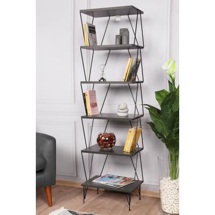 Bookcase BALABAN 165x48 cm anthracite/black