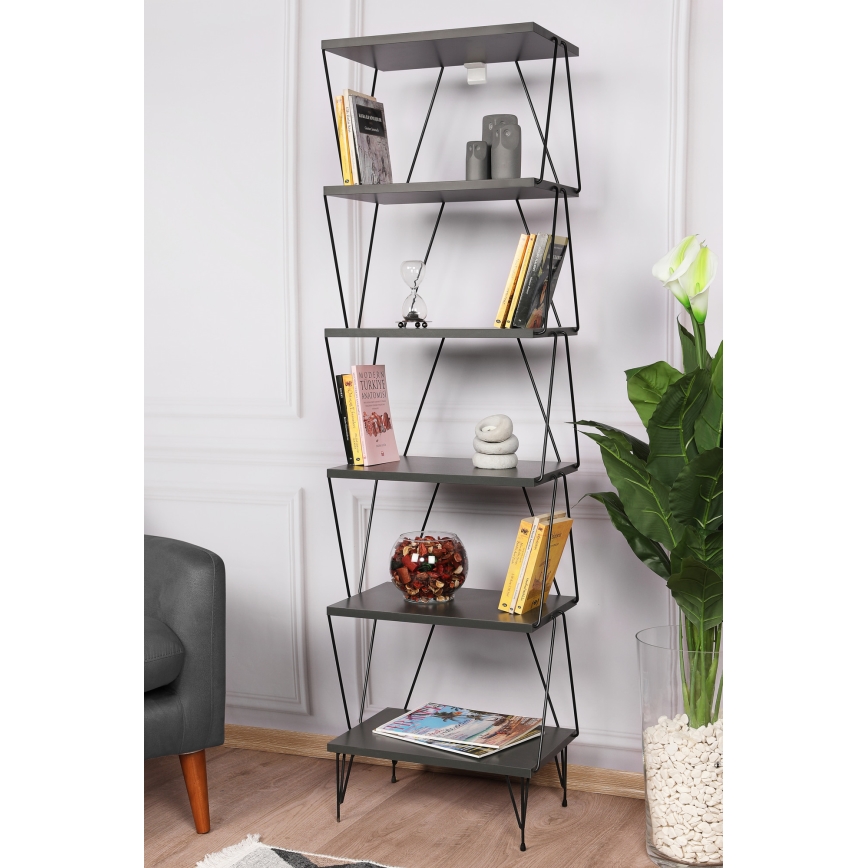 Bookcase BALABAN 165x48 cm anthracite/black