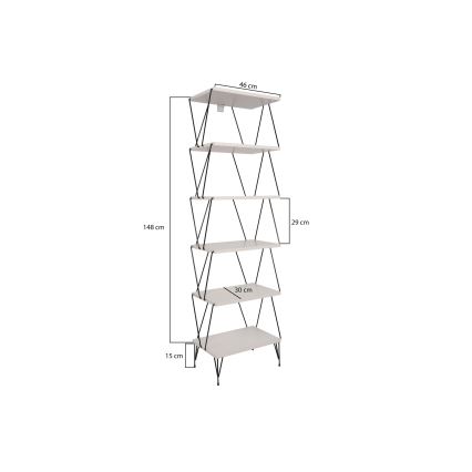 Bookcase BALABAN 165x48 cm white/black