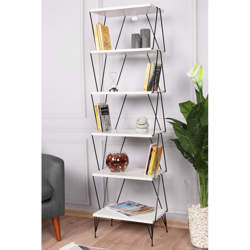 Bookcase BALABAN 165x48 cm white/black