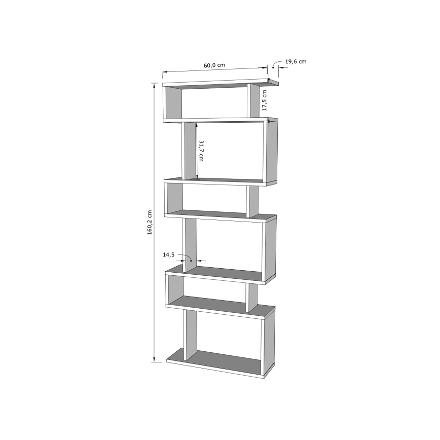 Bookcase BATES 160x60 cm white/oak