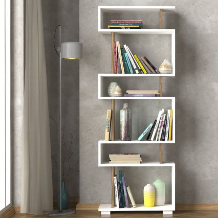 Bookcase BLOK 165x60 cm white/brown