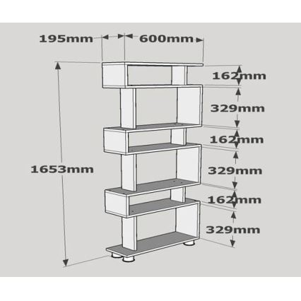 Bookcase BLOK 165x60 cm white