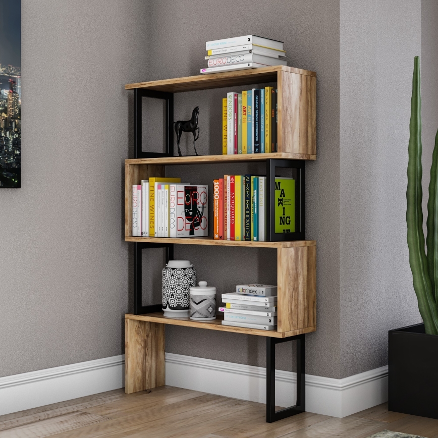 Bookcase CEYLAN 128x80 cm brown/black