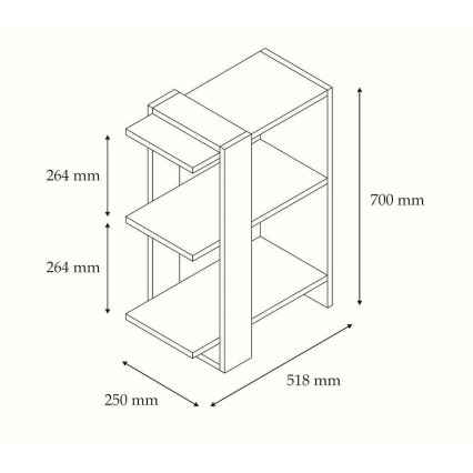 Bookcase GAYE 70x51,8 cm white/brown