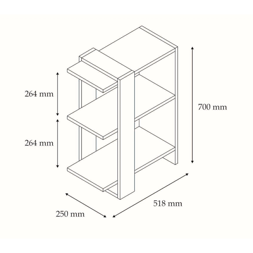 Bookcase GAYE 70x51,8 cm white/brown