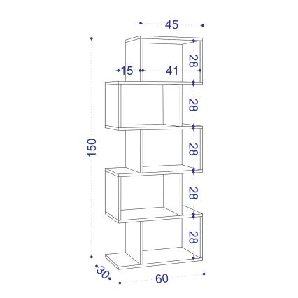Bookcase MERIC 15x60 cm white