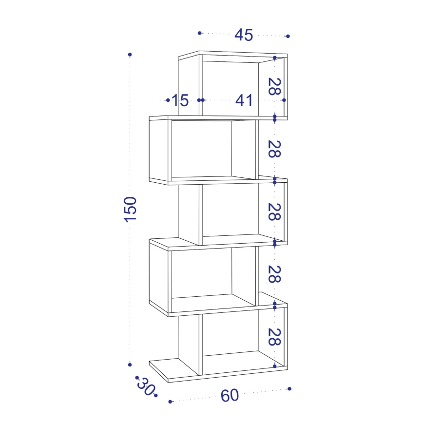 Bookcase MERIC 15x60 cm white