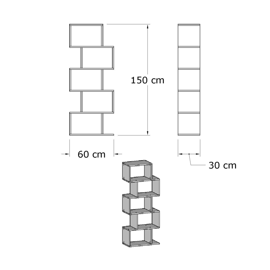 Bookcase MERIC 15x60 cm white