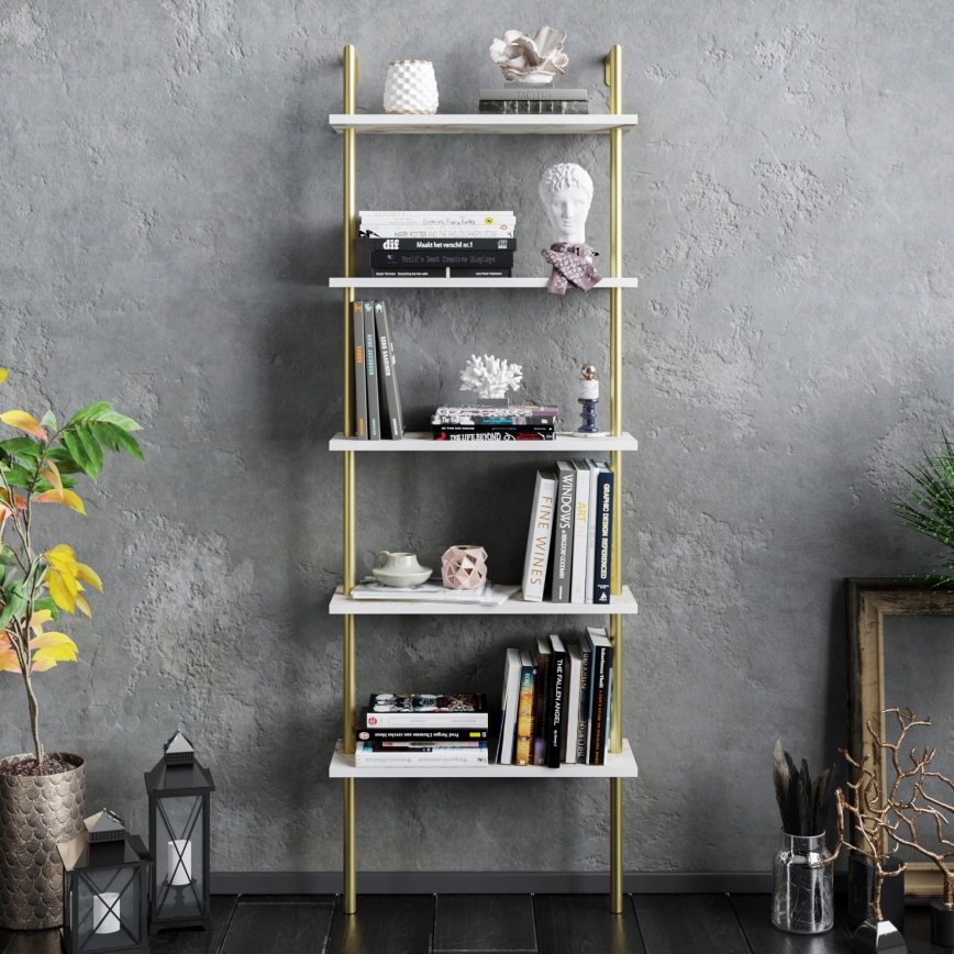 Bookcase PAULA 174x60 cm white/gold