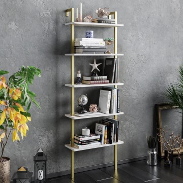 Bookcase PIANTE 174x60 cm gold/white