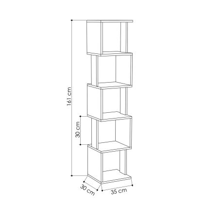 Bookcase PIRI 161x35 cm white/grey